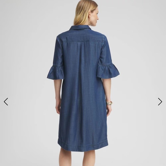 Chico's Indigo Button-Up Shirt Dress Faux Denim Popover Dress plus size 20 - Picture 2 of 7